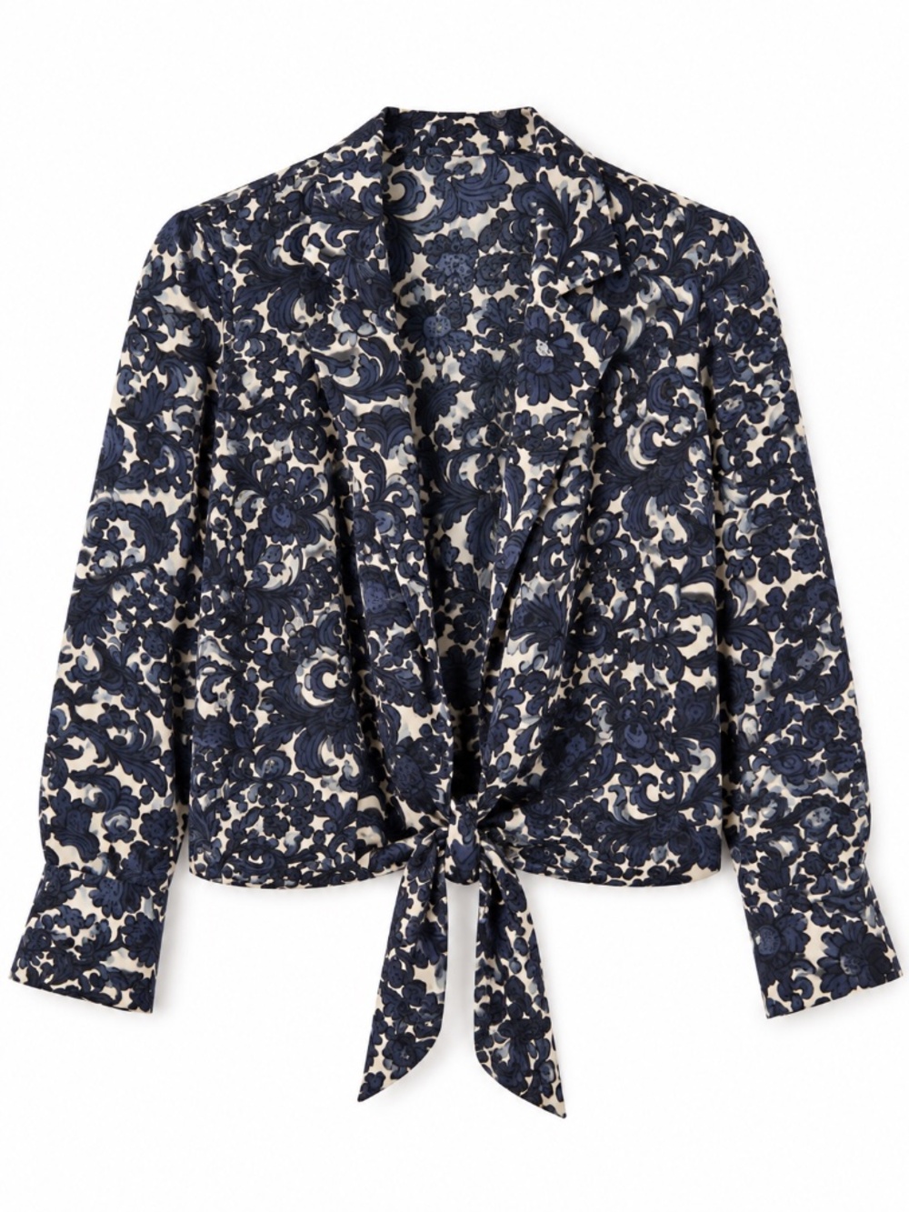 Talbots 100% Pure Silk open shirt Jacket 4P tie/knot paisley event holiday